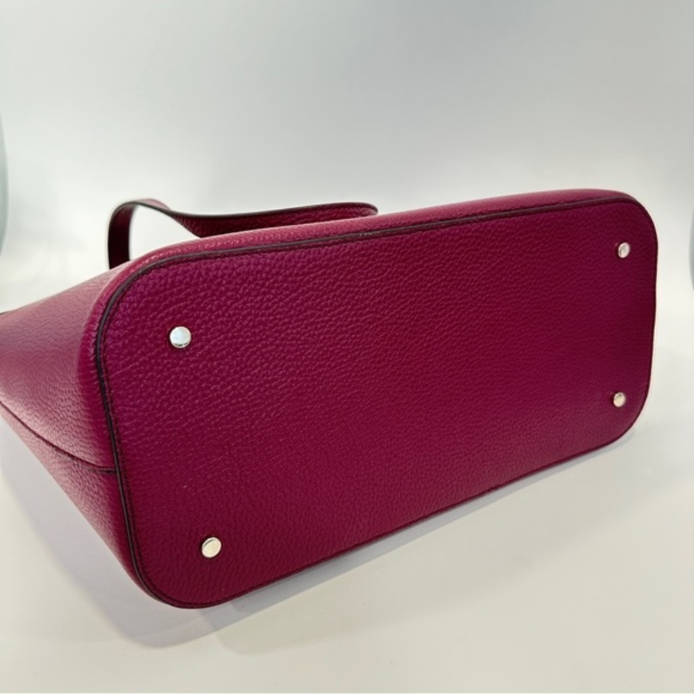 Kate Spade Hayes Top Zip Tote Bag Pebbled Leather in Blackberry - Picture 5 of 10